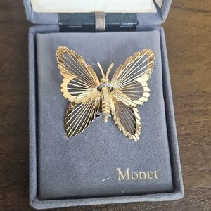 Monet Gold-Toned Butterfly Brooch